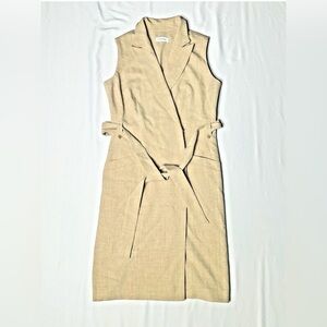 CALVIN KLEIN Women's Beige Belted Moto-style Trench Dress Size 6